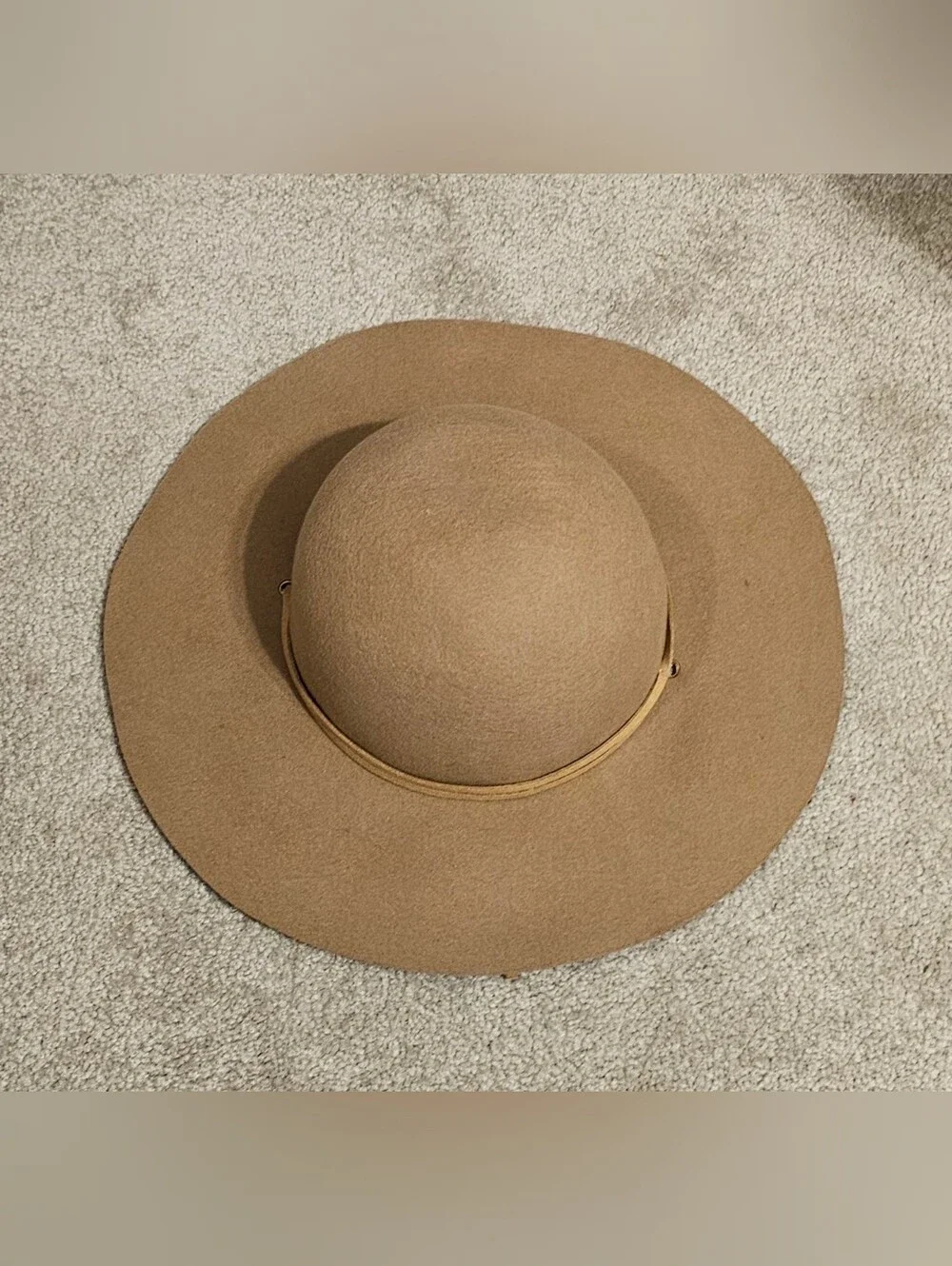 Wide Brim Felt Floppy Sun Hat in Camel